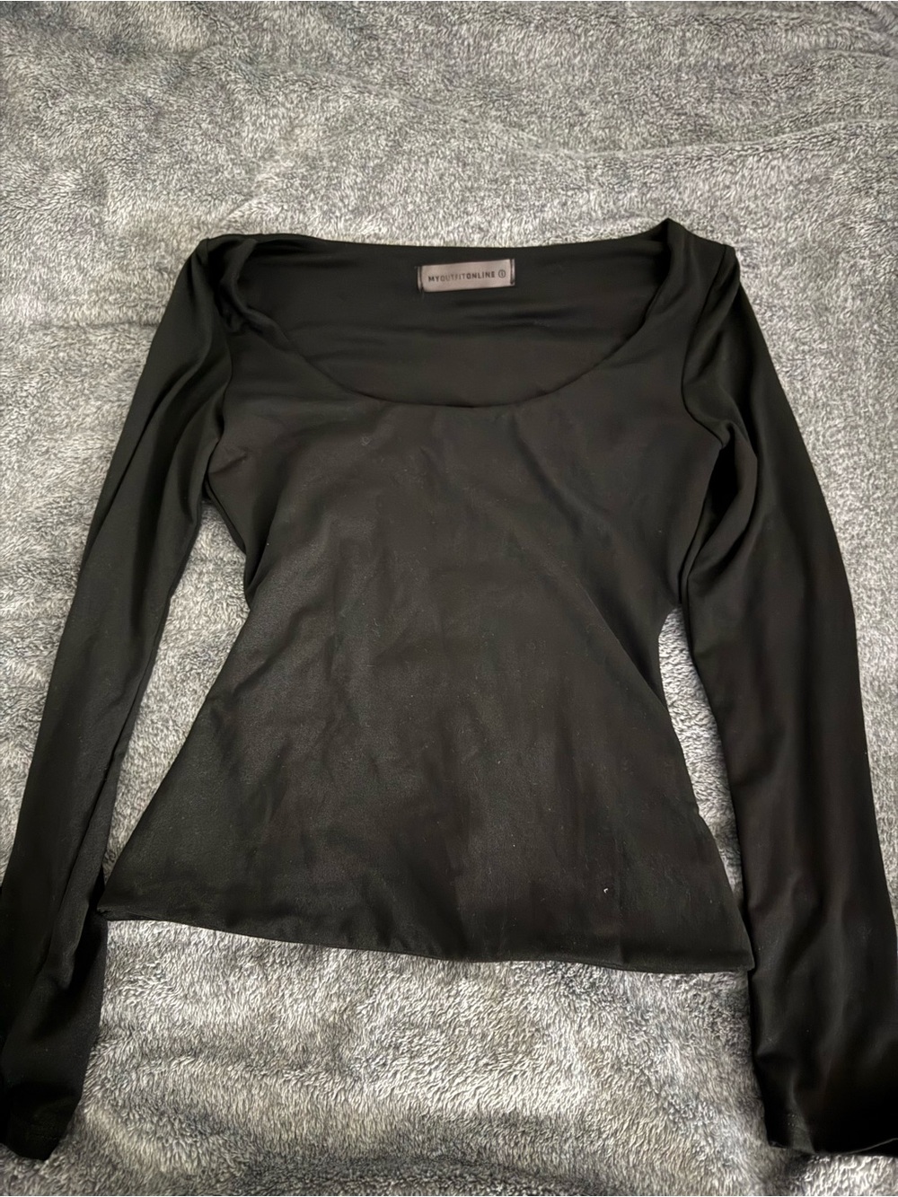 Black Long-Sleeve Scoop Neck Women's Top